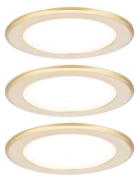 P 93119 LED vestavná nábytková svítidla 3ks sada kruhové 65mm 3x2,5W 230/12V 3000K zlatá mat - PAULMANN