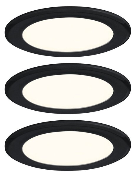 P 93117 LED vestavná nábytková svítidla 3ks sada kruhové 65mm 3x2,5W 230/12V 3000K černá mat - PAULMANN