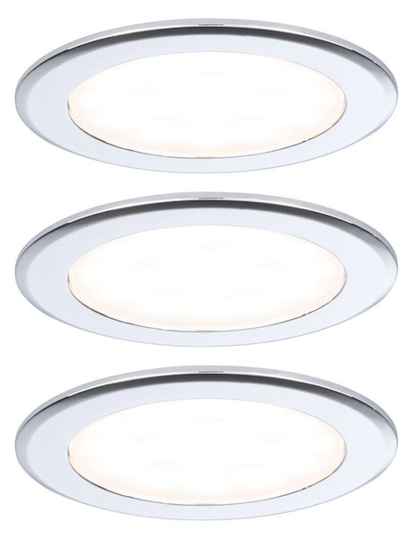 P 93118 LED vestavná nábytková svítidla 3ks sada kruhové 65mm 3x2,5W 230/12V 3000K chrom - PAULMANN