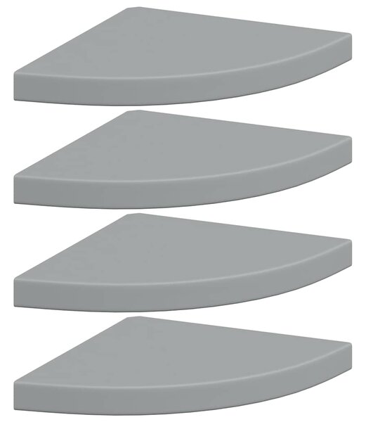 Plovoucí rohové police 4 ks šedé 35 x 35 x 3,8 cm MDF 323924