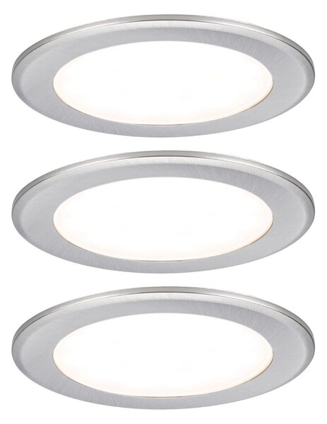 P 93116 LED vestavná nábytková svítidla 3ks sada kruhové 65mm 3x2,5W 230/12V 3000K kov kartáčovaný - PAULMANN
