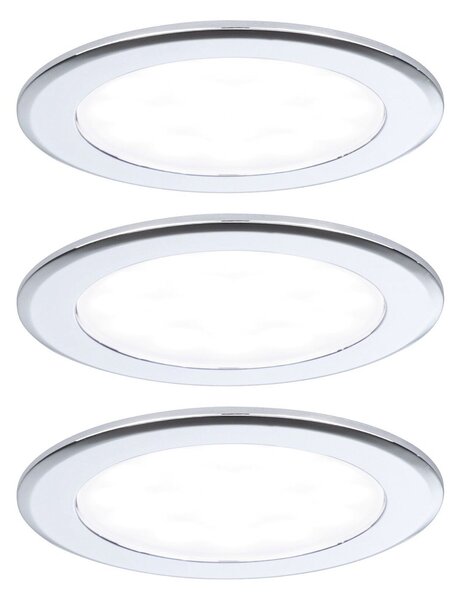 P 93123 LED vestavná nábytková svítidla 3ks sada kruhové 65mm 3x2,5W 230/12V 4000K chrom - PAULMANN
