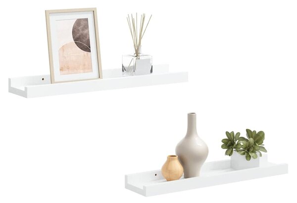 Poličky na zarámované obrázky 2 ks bílé 40 x 9 x 3 cm MDF 323928