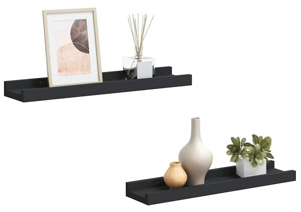Poličky na zarámované obrázky 2 ks černé 40 x 9 x 3 cm MDF 323931
