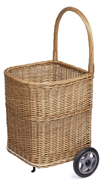 Koš na dřevo proutěný na kolečkách Farmer II. š.39 x hl.41 x výška koše 57 / výška s rukojeti 90(cm)