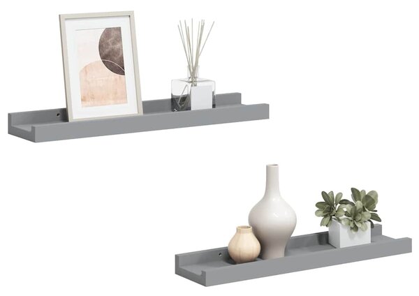 Poličky na zarámované obrázky 2 ks šedé 40 x 9 x 3 cm MDF 323934