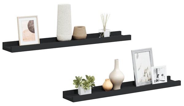 Poličky na zarámované obrázky 2 ks černé 60 x 9 x 3 cm MDF 323932
