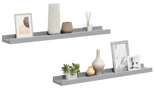 Poličky na zarámované obrázky 2 ks šedé 60 x 9 x 3 cm MDF 323935