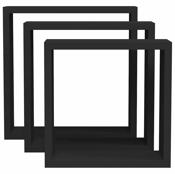 Nástěnné police kostky 3 ks černé MDF 323950