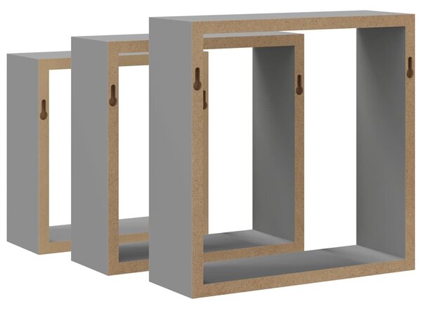 Nástěnné police kostky 3 ks šedé MDF 323951