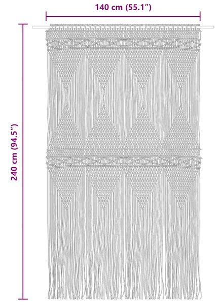 Macramé závěs modrý 140 x 240 cm bavlna 323990