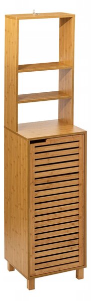 Koupelnová skříňka s bambusovým regálem, volně stojící, výška 168 cm
