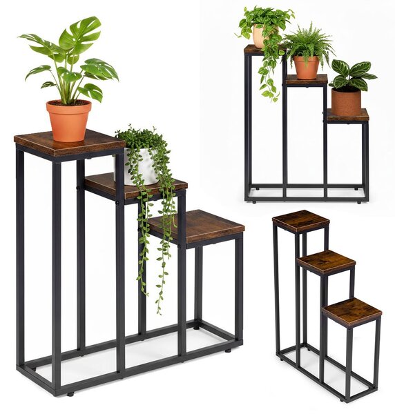 MODERNHOME Stojan na květiny EVELIN 67x51,5 cm hnědý/černý