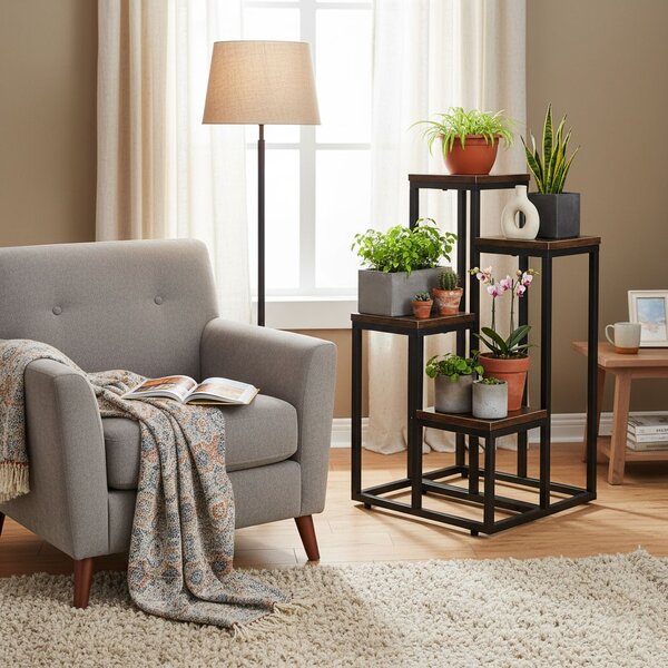 MODERNHOME Stojan na květiny EVELIN II 67x35 cm hnědý/černý