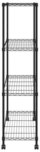 Úložný regál 4 police 90 x 35 x 142 cm s kolečky černý 200 kg 324628