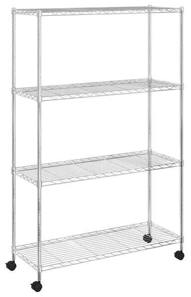 4patrový úložný regál na kolečkách 90x35x142 cm chrom 200 kg 324627