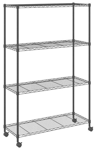 Úložný regál 4 police 90 x 35 x 142 cm s kolečky černý 200 kg 324628