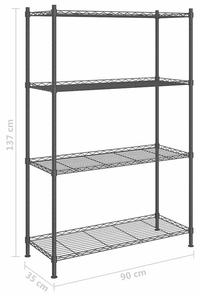 Úložný regál 4 police 90 x 35 x 137 cm černý 200 kg 324622