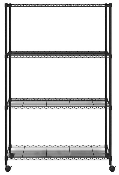 Úložný regál 4 police 90 x 35 x 142 cm s kolečky černý 200 kg 324628