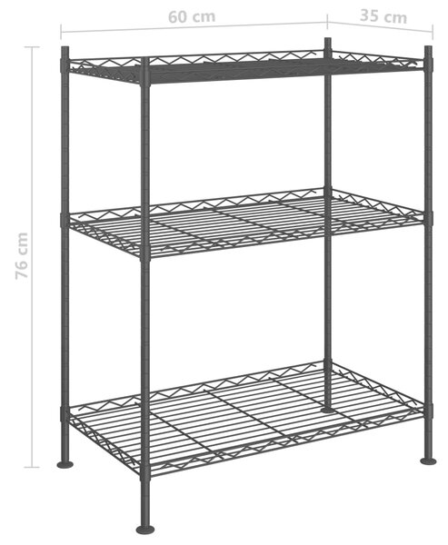 Úložný regál 3 police 60 x 35 x 76 cm černý 150 kg 324620