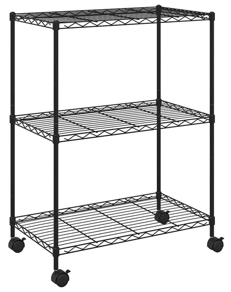 3patrový úložný regál na kolečkách 60 x 35 x 81 cm černý 150 kg 324626