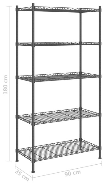 Úložný regál 5 polic 90 x 35 x 180 cm černý 250 kg 324624
