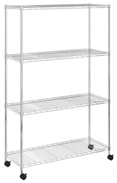 4patrový úložný regál na kolečkách 90x35x142 cm chrom 200 kg 324627