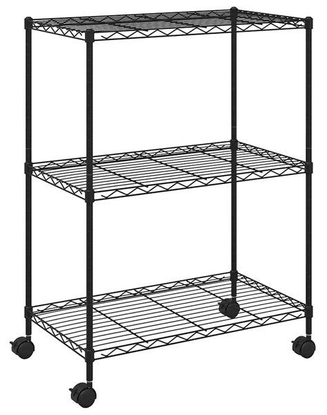 3patrový úložný regál na kolečkách 60 x 35 x 81 cm černý 150 kg 324626