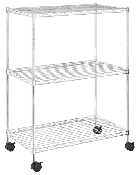 3patrový úložný regál na kolečkách 60 x 35 x 81 cm chrom 150 kg 324625