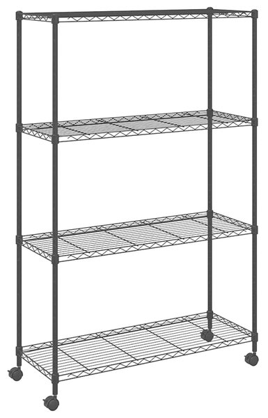 Úložný regál 4 police 90 x 35 x 142 cm s kolečky černý 200 kg 324628
