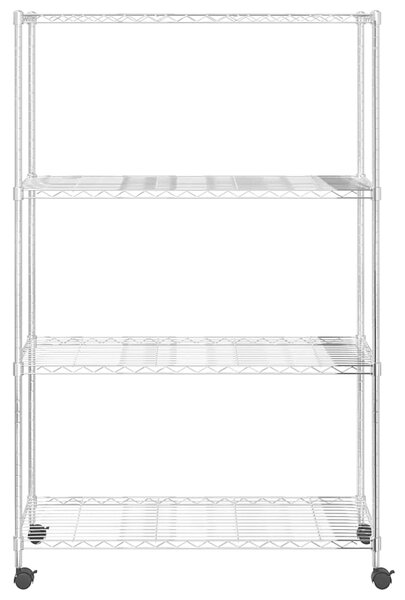 4patrový úložný regál na kolečkách 90x35x142 cm chrom 200 kg 324627