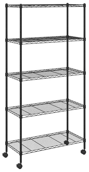 Úložný regál 5 polic 75 x 35 x 155 cm s kolečky černý 250 kg 324630