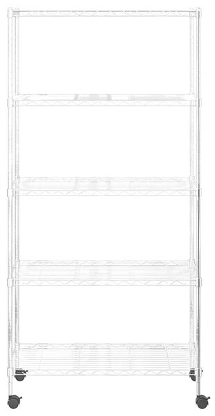 Úložný regál 5 polic 75x35x155 cm s kolečky chromovaný 250 kg 324629