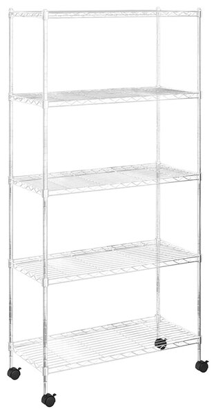 Úložný regál 5 polic 75x35x155 cm s kolečky chromovaný 250 kg 324629