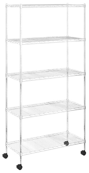 Úložný regál 5 polic 75x35x155 cm s kolečky chromovaný 250 kg 324629