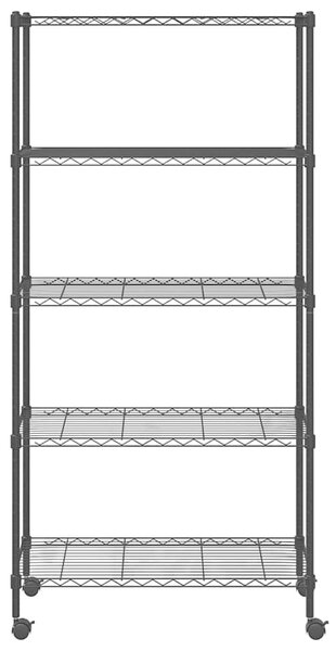 Úložný regál 5 polic 75 x 35 x 155 cm s kolečky černý 250 kg 324630
