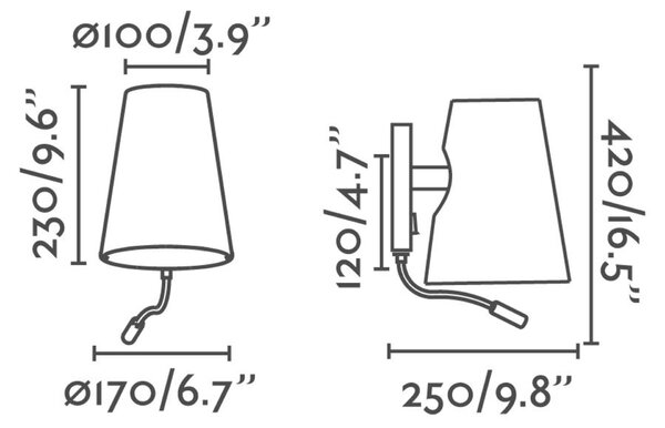 FARO LUPE černá/béžová nástěnná lampa se čtecí lampičkou