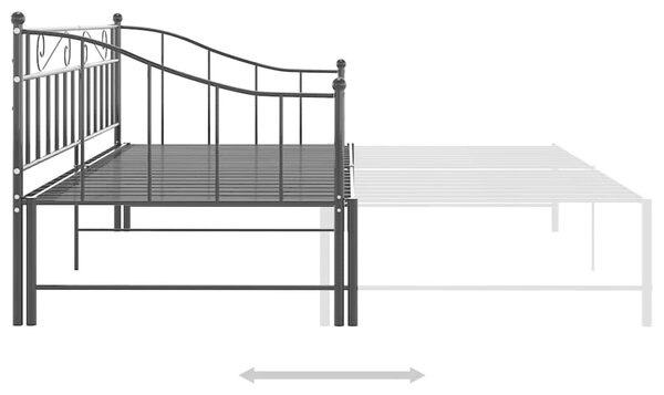 Rám vysouvací postele/pohovky černý kovový 90 x 200 cm 324776