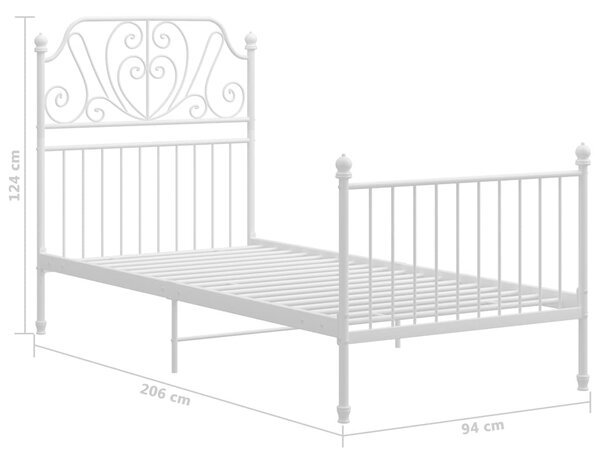 Rám postele bílý kov 90 x 200 cm 324842