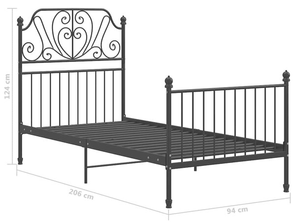 Rám postele černý kov 90 x 200 cm 324841