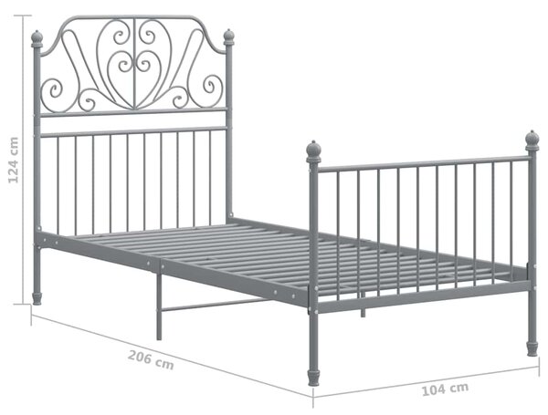 Rám postele šedý kov 100 x 200 cm 324846