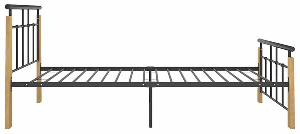 Rám postele kov a masivní dubové dřevo 90 x 200 cm 324897