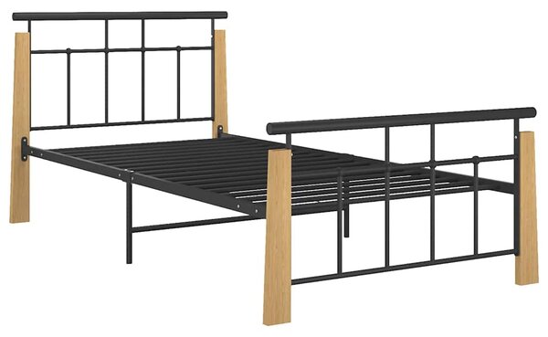 Rám postele kov a masivní dubové dřevo 90 x 200 cm 324897