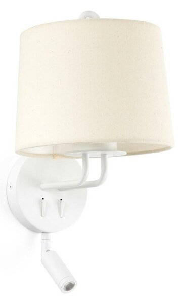 FARO MONTREAL nástěnná lampa, bílá/béžová, se čtecí lampičkou