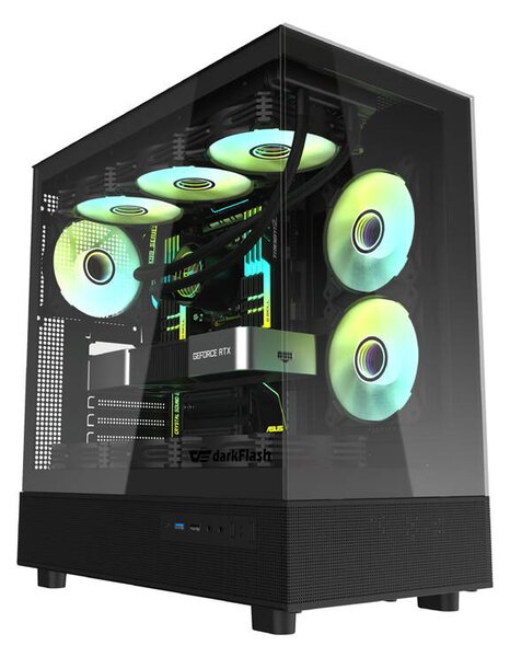 Počítačová skříň Darkflash DPX90 (černá) + 3 ventilátory