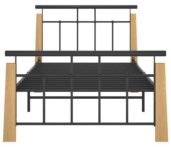 Rám postele kov a masivní dubové dřevo 90 x 200 cm 324897