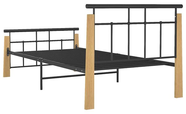 Rám postele kov a masivní dubové dřevo 90 x 200 cm 324897