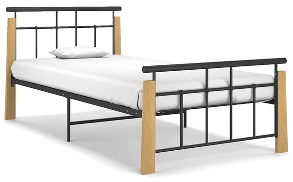 Rám postele kov a masivní dubové dřevo 90 x 200 cm 324897