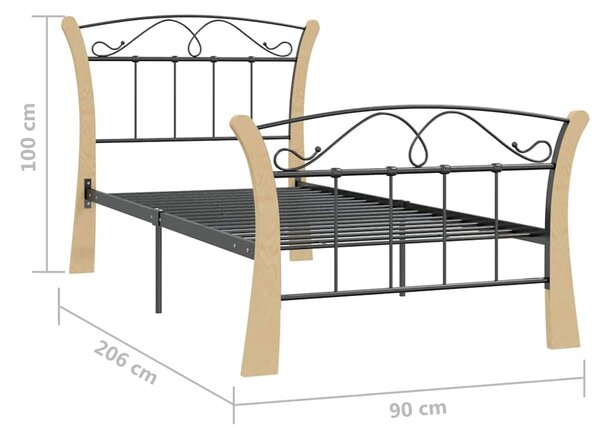 Rám postele černý kov 90 x 200 cm 324883