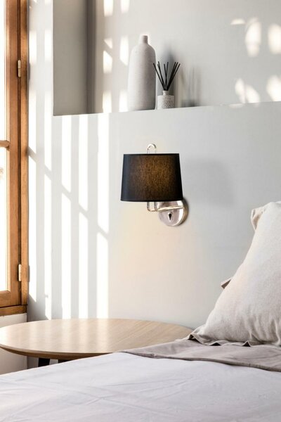 FARO MONTREAL nástěnná lampa, chrom/černá